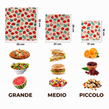 Il Trio Louise — 3 involucri in cera d'api, motivo fragola
